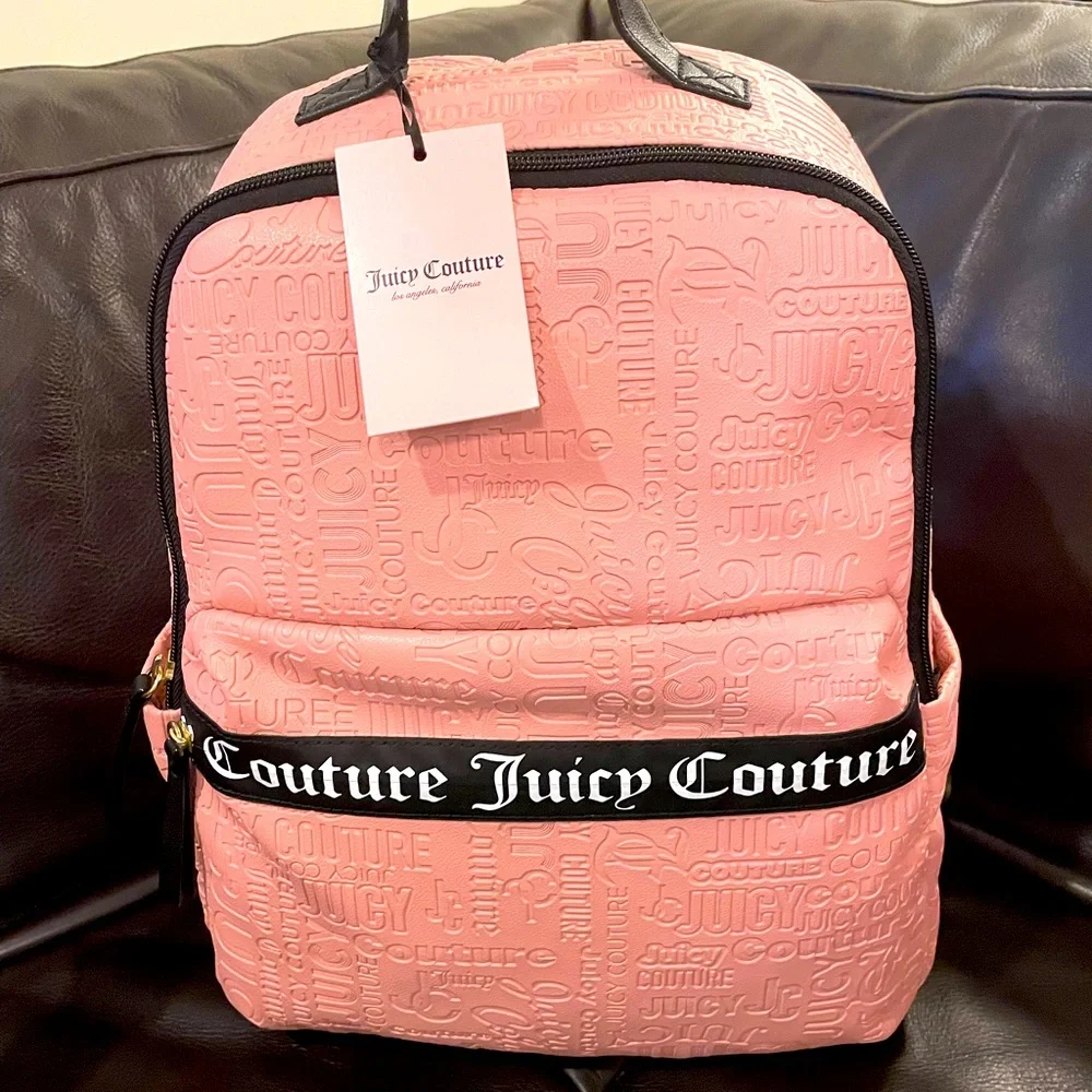 RARE PINK JUICY Couture Embossed Signature “Our Zips Say It All” Backpack 💗